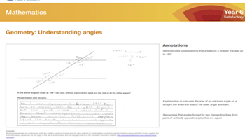 Mathematics: ACARA work sample portfolio summary – Year 6  Image