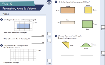 Assessment: Year 6 perimeter, area and volume Image