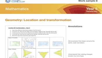 Mathematics: ACARA work sample portfolio summary – Year 5  Image