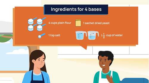 Two people in kitchen aprons. 