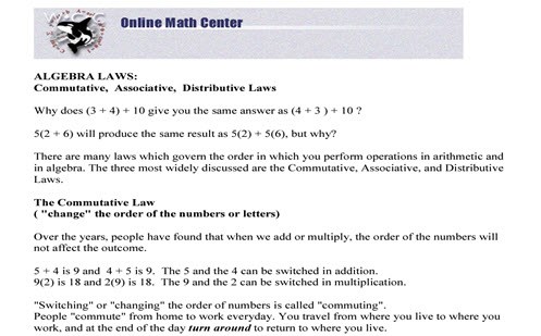 Commutative, associative, distributive laws Image