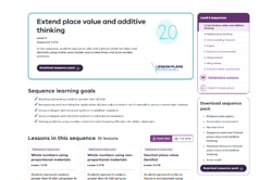 Extend place value and additive thinking (10 lessons) Image