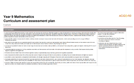 Year Plan For Transitional Math Year 9 Mathematics: Curriculum and assessment plan