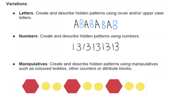 Repeating and growing patterns: Foundation: Planning tool