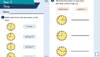 Reading an analogue clock and time problems. Image