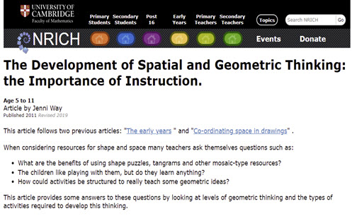 The development of spatial and geometric thinking: The importance of instruction Image