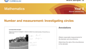 Mathematics Year 8 work sample portfolio – ACARA Image