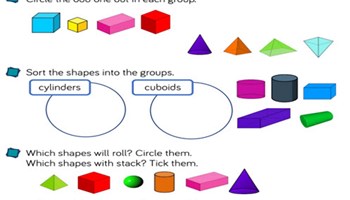 2D and 3D objects recognising, naming and sorting Image