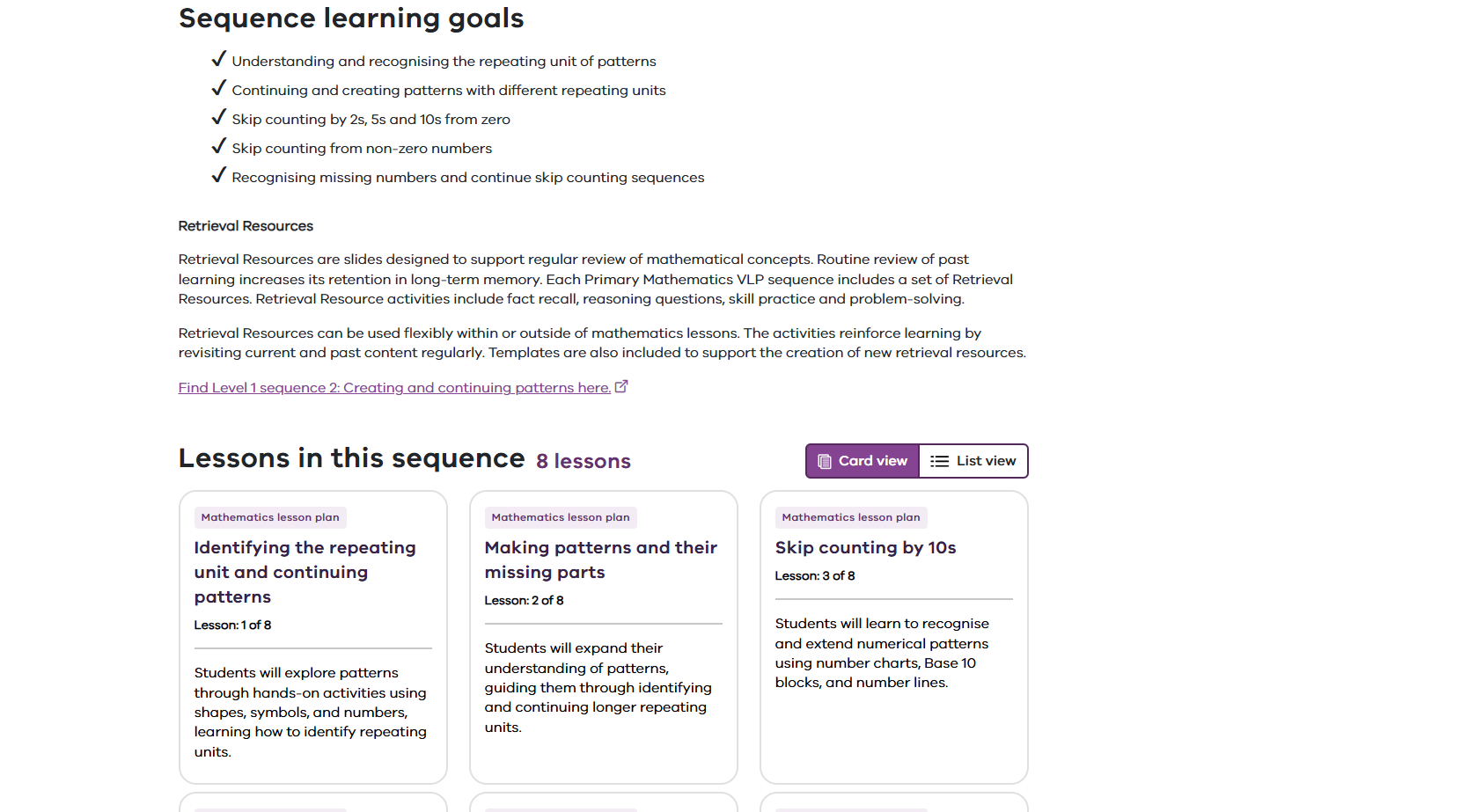 Creating and continuing patterns - Level 1 Image