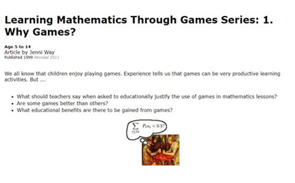 Learning mathematics through games Image