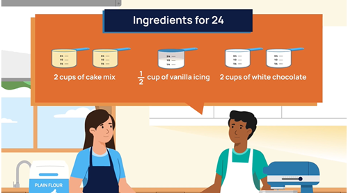 Two people in aprons in a kitchen.