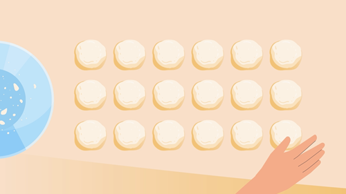 A number of balls of pizza dough.