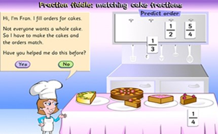 Fraction fiddle: Matching cake fractions Image