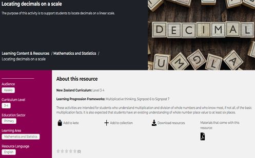Locating decimals on a scale Image