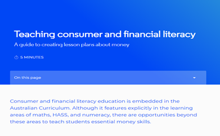 Teaching consumer and financial literacy Image