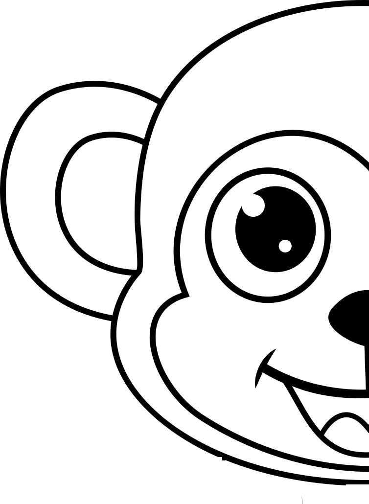 Image of half a monkey face in black and white