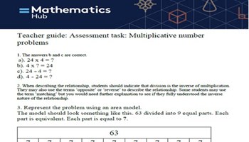 Teacher guide: Assessment task: Multiplicative number problems Image
