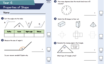 Assessment: Year 6 properties of shapes – measuring angles Image
