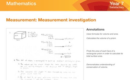 Mathematics Year 7 work sample portfolio – ACARA Image