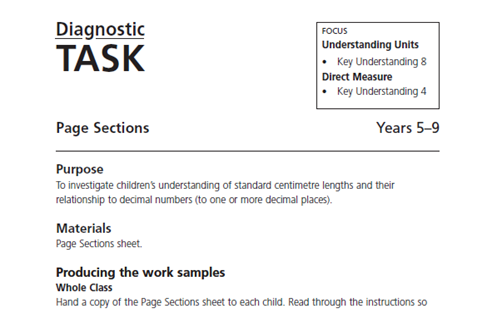 Assessment tasks: Metric units and relationship to decimals Image