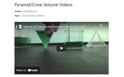 Pyramid and cone volume videos  Image