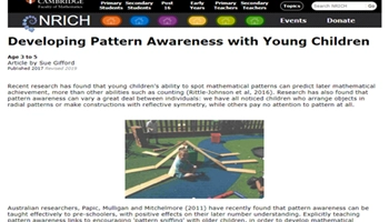 Develop Pattern Repeating and growing patterns: Foundation: Planning tool