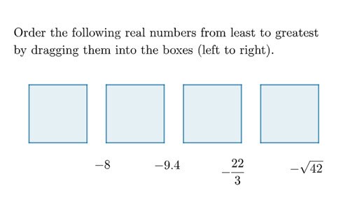 Ordering real numbers Image