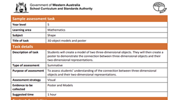 Sample assessment task: create a 3D model  Image