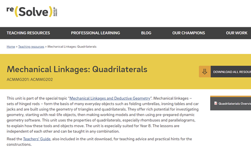 Mechanical linkages – quadrilaterals  Image