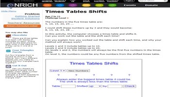 Times tables shifts Image