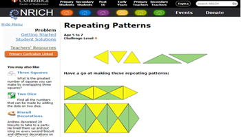 Repeating and growing patterns: Foundation: Planning tool
