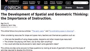 The development of spatial and geometric thinking: the importance of instruction Image