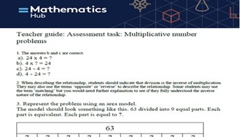Teacher guide: Assessment task: Multiplicative number problems Image