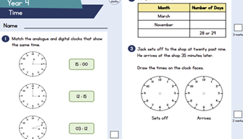 Assessment: analogue and digital clocks and time problems Image