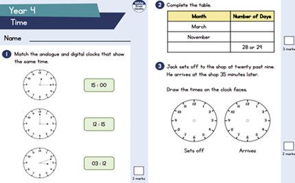 Assessment: analogue and digital clocks and time problems Image