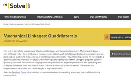 reSolve: mechanical linkages – quadrilaterals  Image