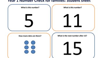 Year 1 Number Check for families Image