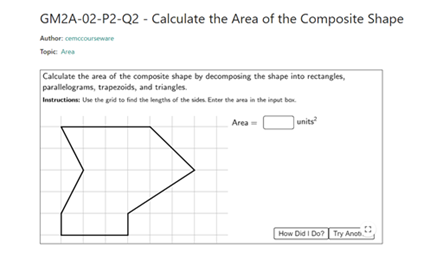 Calculate the area of the composite shape Image
