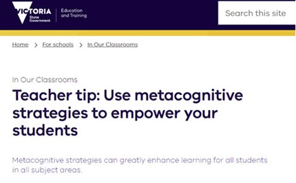 Teacher tip: use metacognitive strategies to empower your students Image