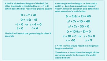 Factorising and solving quadratic equations Image