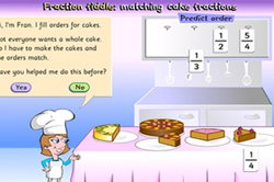 Fraction fiddle: Matching cake fractions Image
