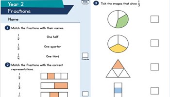 Assessment: Fractions: halves, thirds and quarters Image
