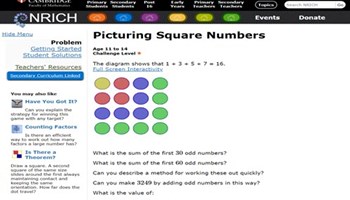 Picturing square numbers Image