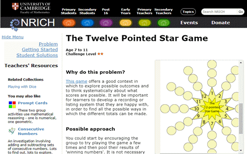 The twelve-pointed star game Image