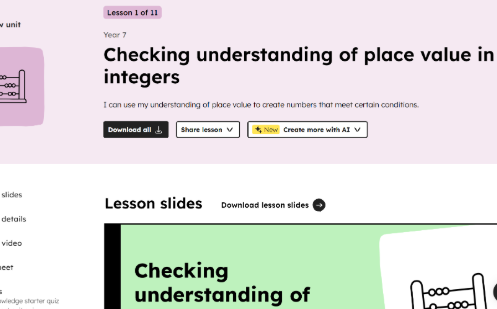 Checking understanding of place value in integers Image