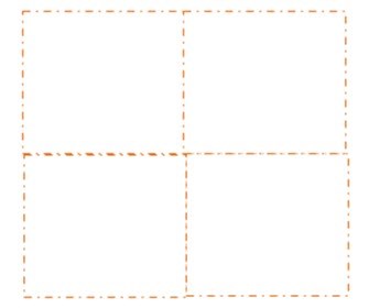 Square divided into four equal parts.