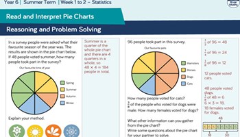Assessment: Year 6 Statistics – line graph and pie chart Image