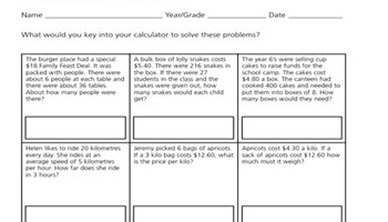 Assessment: Calculator number sentences Image