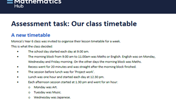 Assessment Year 6: Our class timetable  Image