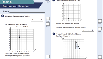 Assessment Year 6 Position and direction: Cartesian plane  Image